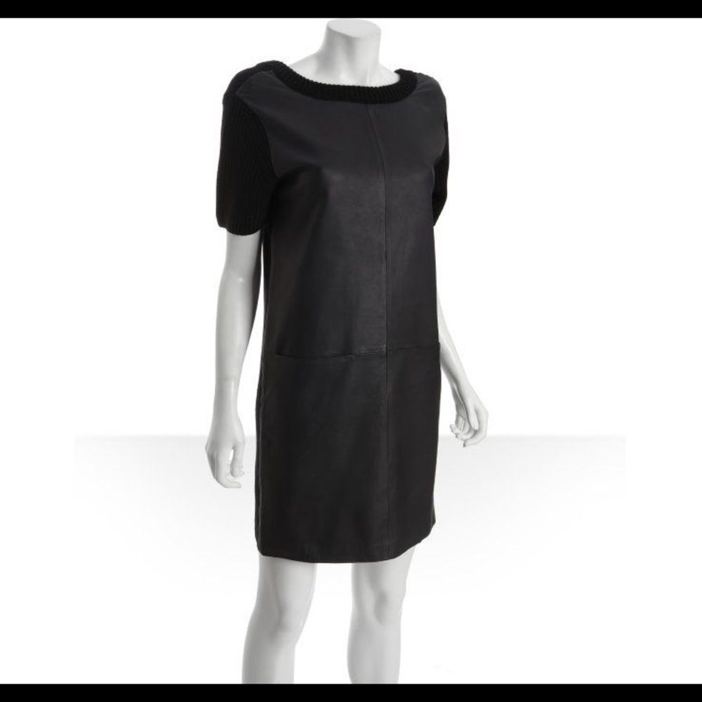 Marc by Marc Jacobs Black Leather Wool Knit Dress
